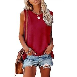 MAGICMK Sleeveless Loose Fit Red Tank Top Sz L